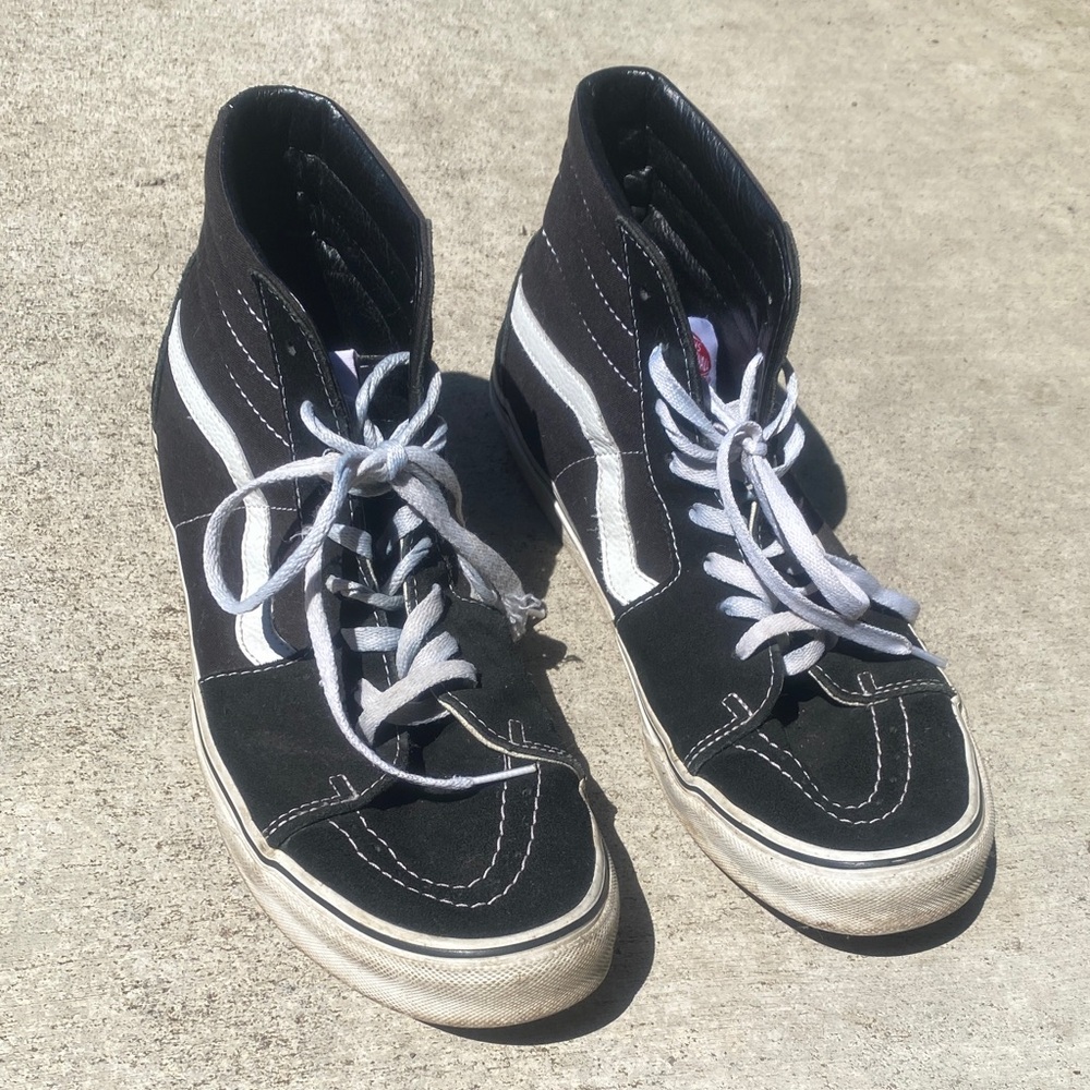 Black and White high top Vans